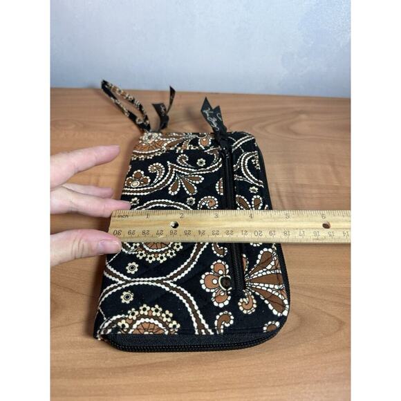 Vera Bradley Caffe Latte Zip Around Wallet Wristlet Brown Black quilted paisley - Picture 7 of 7